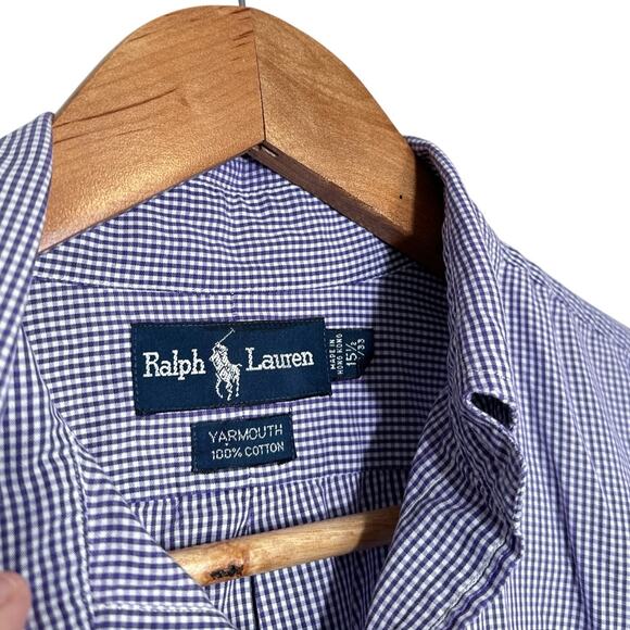 Ralph Lauren Vintage Check Yarmouth Long Sleeve Button Down Shirt 15.5 32/33 - Picture 6 of 10